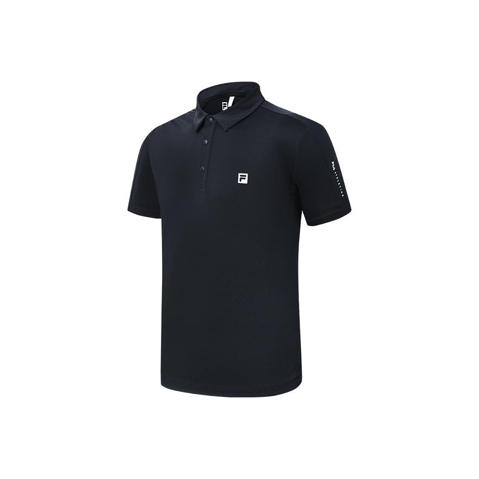 FILA Fitness Black Short-Sleeve Polo Shirt with Minimal Print Logo A51M421117ABK