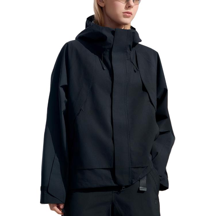 Shop FILA Fitness Black Waterproof Windproof Breathable Hooded Hiking Jacket. A51M441703F-BK
