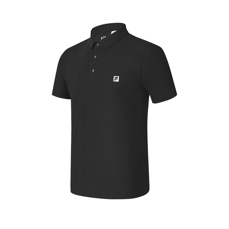 FILA Fitness Classic Retro Soft Knit Polo Shirt - Black A11M521118F-BK