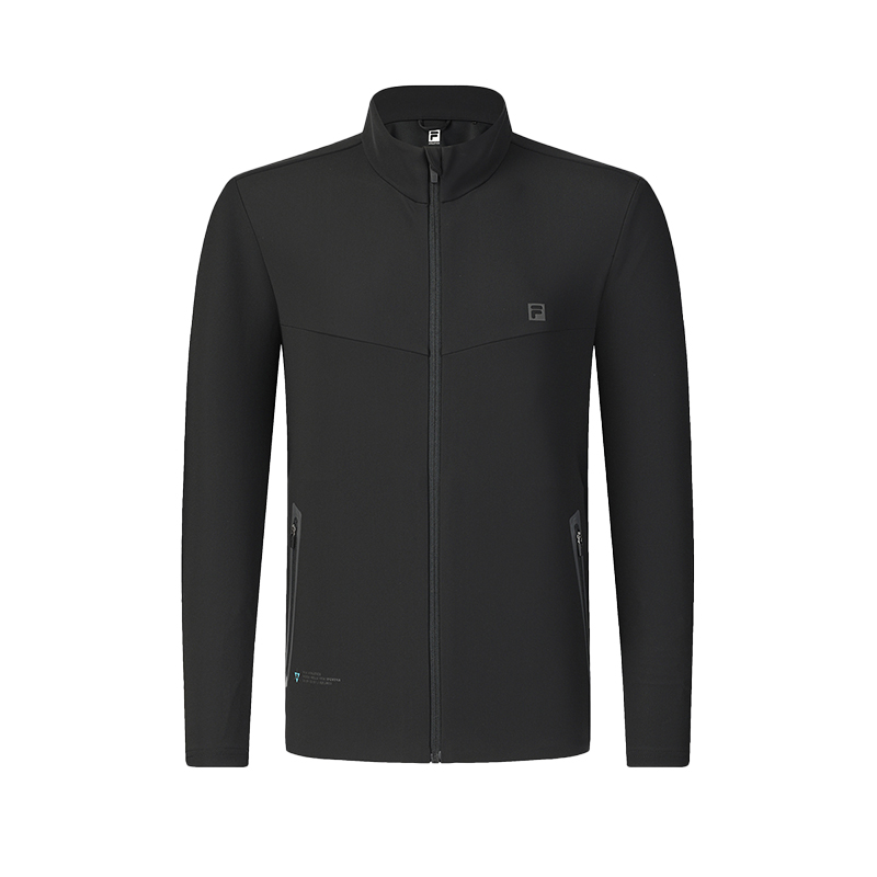 FILA Fitness Knit Zip Top Slim-Fit Jacket Windproof Stylish Black A11M441501ABK