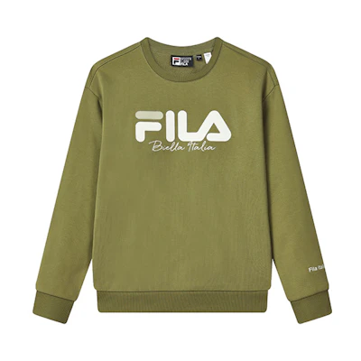 FILA Fleece-Lined Logo Pullover Sweatshirt Unisex Ice Green F51U249299FKK