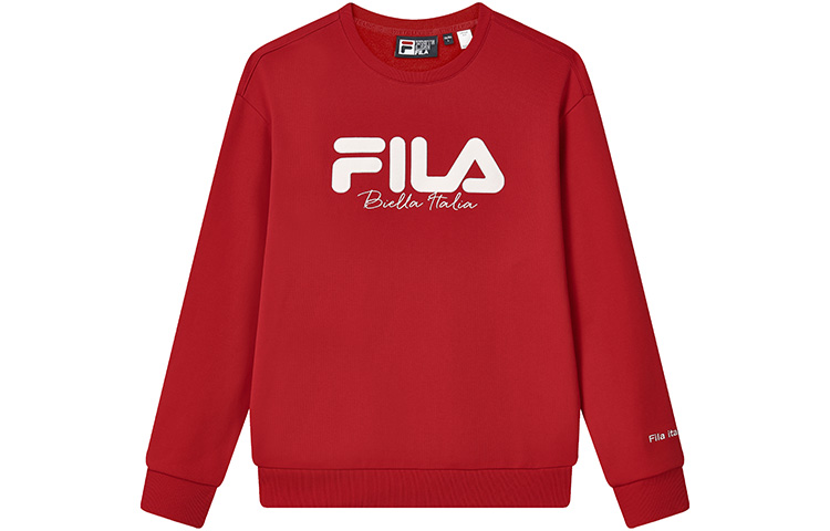 FILA Fleece-Lined Logo Pullover Sweatshirt Unisex Couple Style - Legendary Red F51U249299FRD