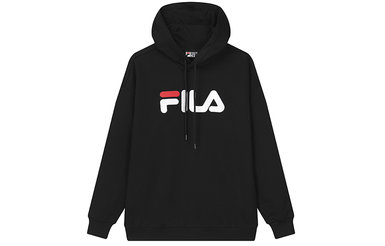 FILA Fleece-Lined Logo Sweatshirt Black Unisex Couple's Edition F51U138296F-BK