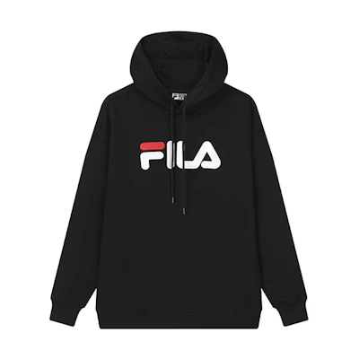 FILA Fleece-Lined Logo Sweatshirt Black Unisex Couple's Edition F51U138296F-BK