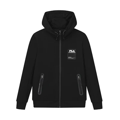 FILA Fleece Knit Hoodie Jacket for Men - Jet Black F11M149502FBK