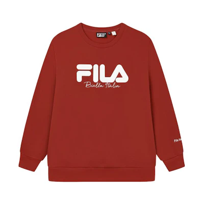 FILA Fleece Lined Oversized Red Sweatshirt Unisex Casual Sportswear F51U349298A-RD