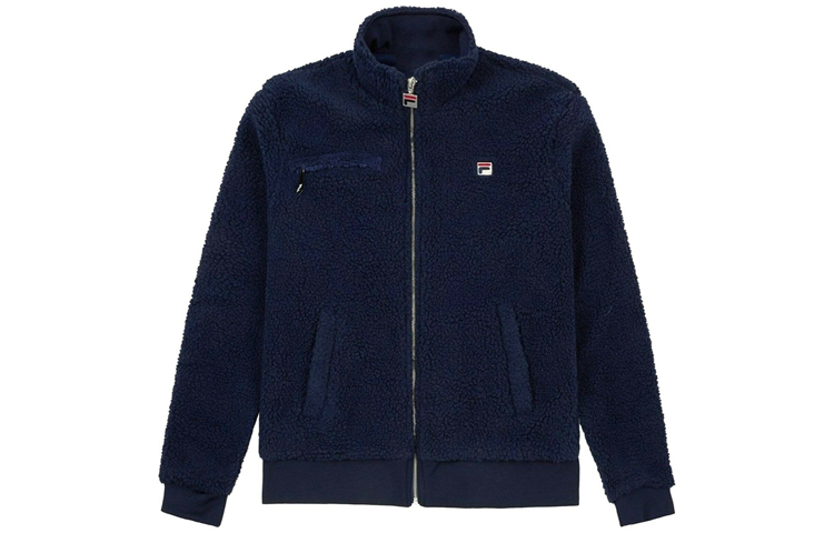 FILA Fleece Stand Collar Warm Jacket Deep Blue LM932954-410