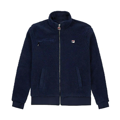 FILA Fleece Stand Collar Warm Jacket Deep Blue LM932954-410