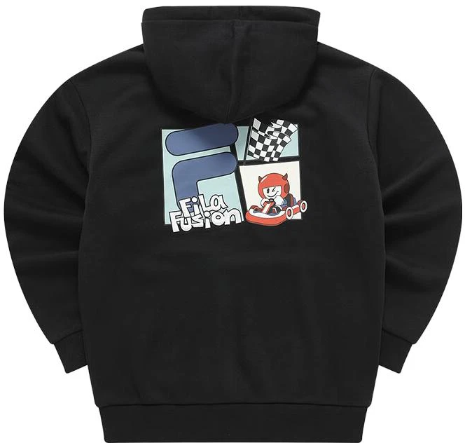 fila-fob-cartoon-graphic-fleece-hoodie-black-unisex-casual-style-t11-u343207-fbk