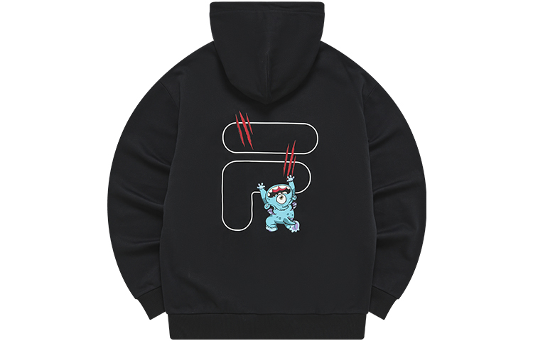 FILA FOB Cartoon Logo Knit Hoodie Unisex - Deep Black T11U243203F-BK