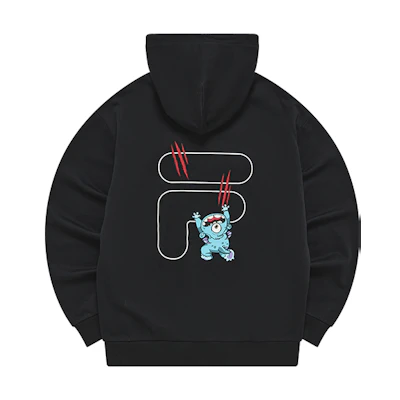 FILA FOB Cartoon Logo Knit Hoodie Unisex - Deep Black T11U243203F-BK