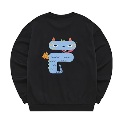 FILA FOB Graphic Print Oversized Long-Sleeve Sweatshirt Black Unisex T11U243202F-BK