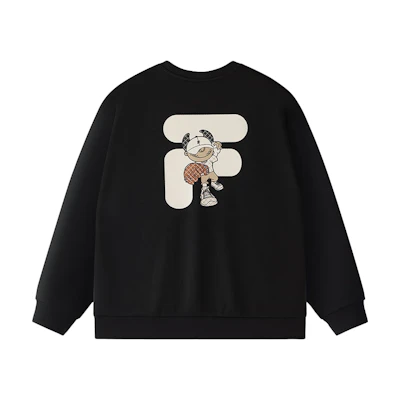 FILA FOB Loose Fit Fleece Pullover Sweatshirt Unisex - Solid Black T11U433202F-BK