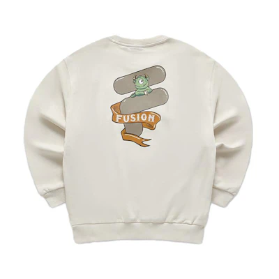 FILA FOB Series Cartoon Logo Knit Crewneck Sweater Unisex - Malt Color T11U413206F-BG