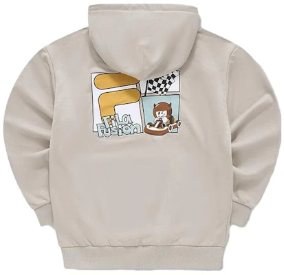 FILA FOB 系列卡丁車卡通圖案寬鬆連帽衫 米色 男女適穿 T11U343207F-LK Buy FILA FOB 系列卡丁車卡通圖案寬鬆連帽衫 米色 男女適穿 T11U343207F-LK