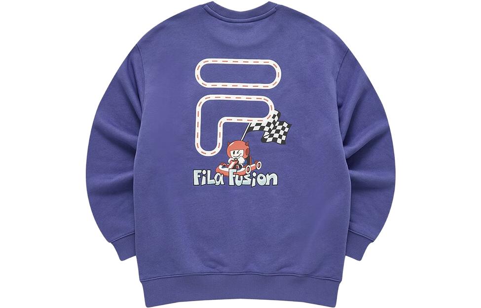 FILA FOB Series Letter Crewneck Pullover Fleece Sweatshirt Unisex Leidi Blue T11U343205F-BU