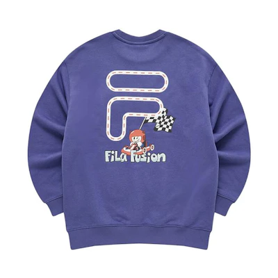 FILA FOB Series Letter Crewneck Pullover Fleece Sweatshirt Unisex Leidi Blue T11U343205F-BU