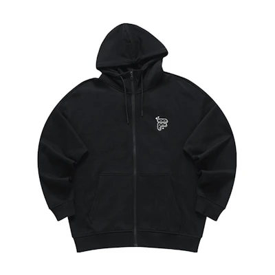 FILA FOB Series Oversized Logo Zip-Up Hoodie Jacket Unisex - Black T11U413503F-BK