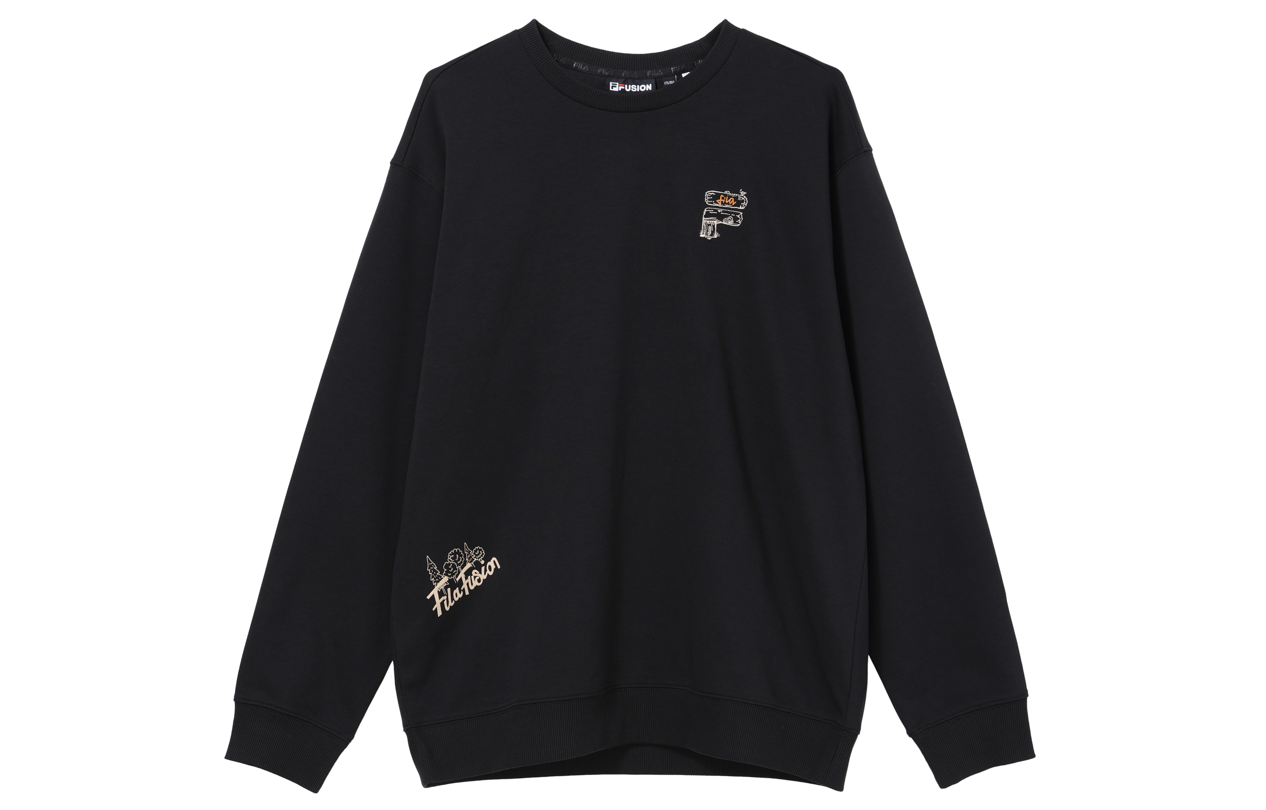 FILA FOB Series Pullover Sweatshirt Casual Fashion - Deep Black T11U333206FBK