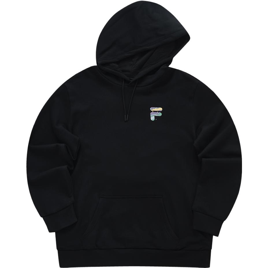 FILA FOB Series Rainbow Oversized Knit Hoodie Unisex - Black T11U333207FBK