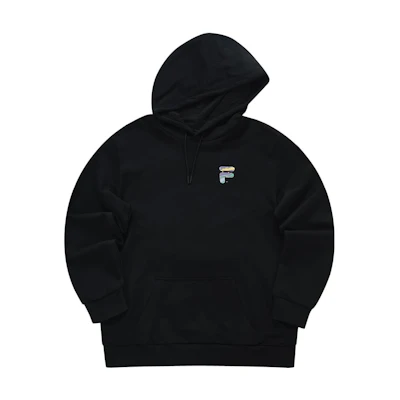 FILA FOB Series Rainbow Oversized Knit Hoodie Unisex - Black T11U333207FBK