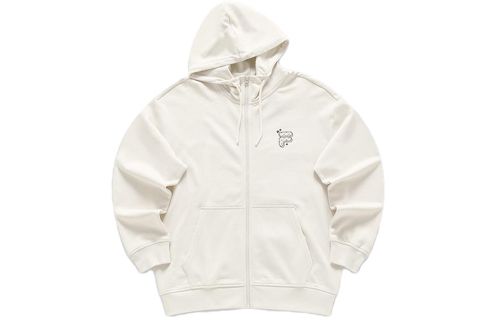 FILA FOB Series Retro Collegiate Zip Hoodie Jacket Beige Unisex T11U413503F-BG