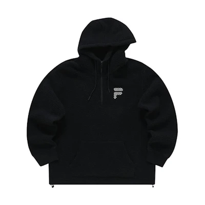 FILA FOB Series Sherpa Fleece Pullover Hoodie Unisex Black T11U343208FBK