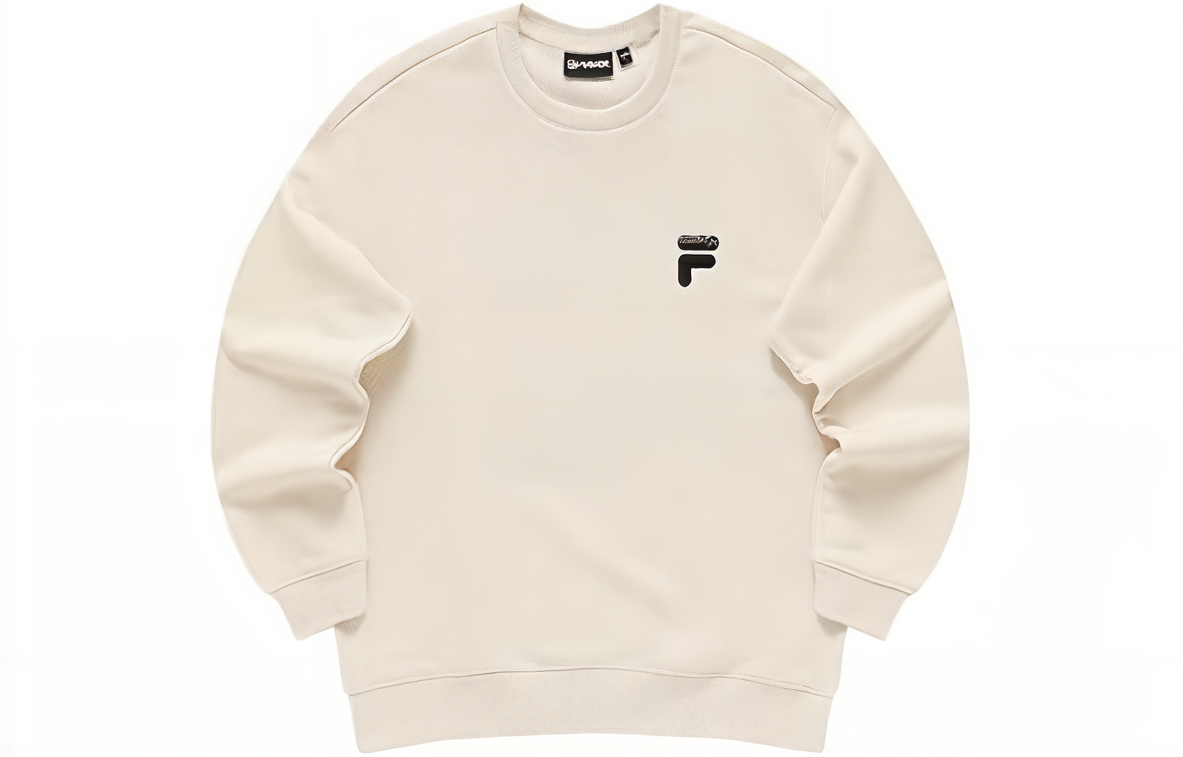 FILA FOB Series Unisex Crewneck Fleece Pullover Sweatshirt Malt Color T11U343205FBG