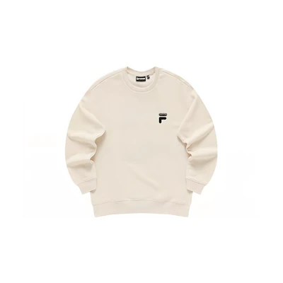 FILA FOB Series Unisex Crewneck Fleece Pullover Sweatshirt Malt Color T11U343205FBG