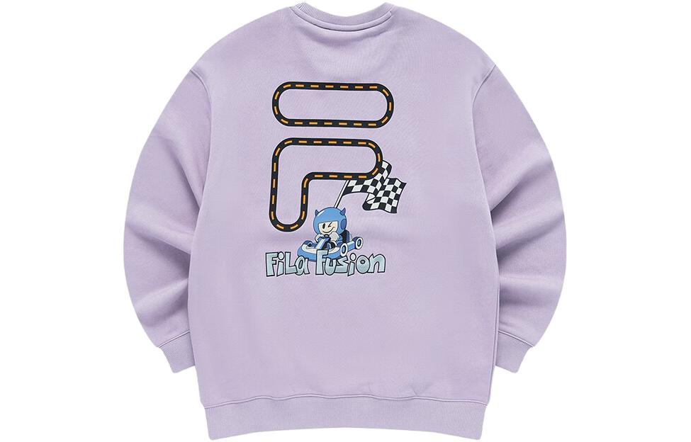 FILA FOB Series Unisex Letter Crewneck Fleece Sweatshirt - Mystic Purple T11U343205FVT