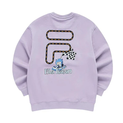 FILA FOB Series Unisex Letter Crewneck Fleece Sweatshirt - Mystic Purple T11U343205FVT