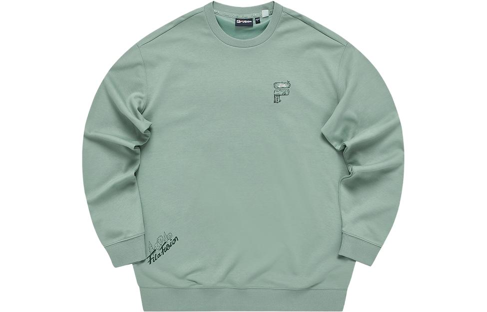 FILA FOB Series Unisex Oversized Crewneck Sweatshirt Rock Gray Green T11U333206FTQ