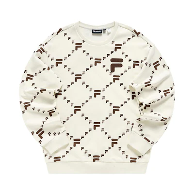 FILA FOB Vintage Logo Letter Print Pullover Sweatshirt Unisex Off-White T11U316203FIV