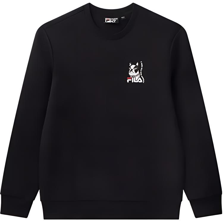 FILA French Bulldog Embroidered Crewneck Sweatshirt - Black F61M148219FBK