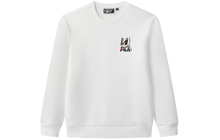FILA French Bulldog Embroidered Crewneck Sweatshirt White () F11M048219FWT