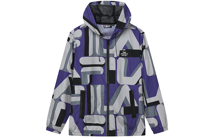 FILA Full-Print Casual Hooded Woven Jacket F11M229704FZA