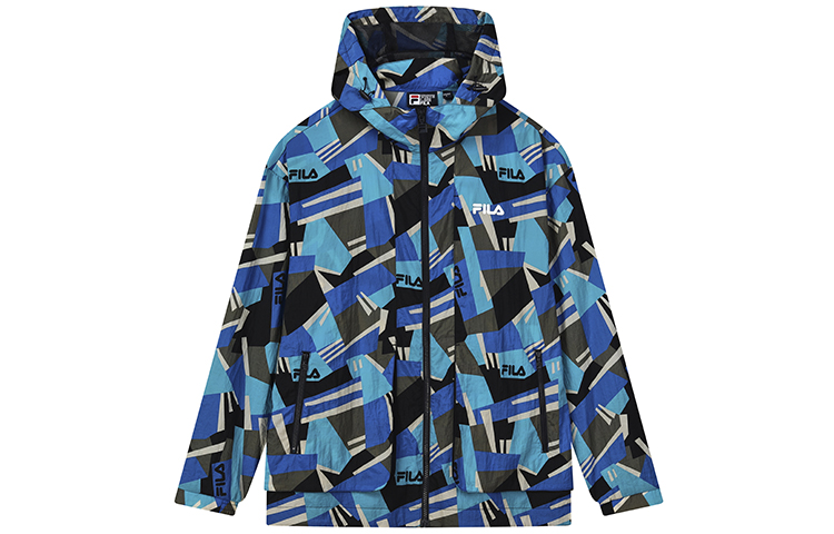 FILA Full-Print Hooded Casual Woven Jacket Lake Green F11M138702F-ZB