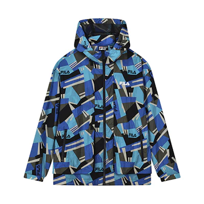 FILA Full-Print Hooded Casual Woven Jacket Lake Green F11M138702F-ZB