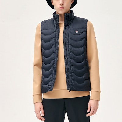 FILA Full-Zip Stand Collar Down Vest - Legendary Blue F11M141901FNV Purchase FILA Full-Zip Stand Collar Down Vest - Legendary Blue F11M141901FNV