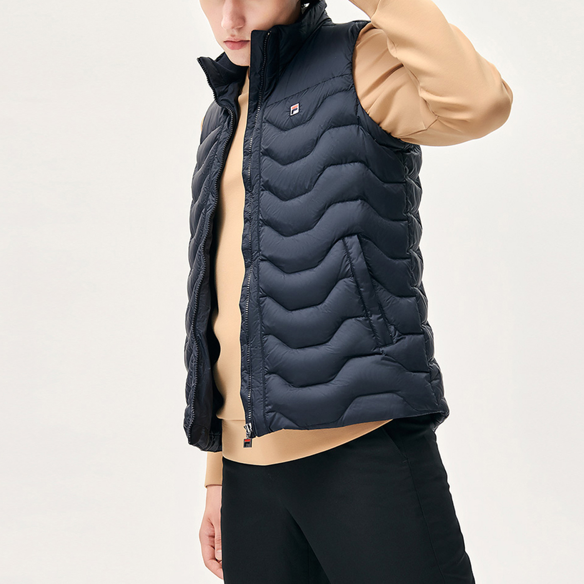 Sizing FILA Full-Zip Stand Collar Down Vest - Legendary Blue F11M141901FNV