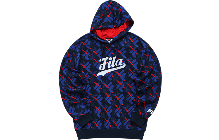 FILA Full Print Loose Fit Hoodie Deep Slate Blue T11M212215FNV
