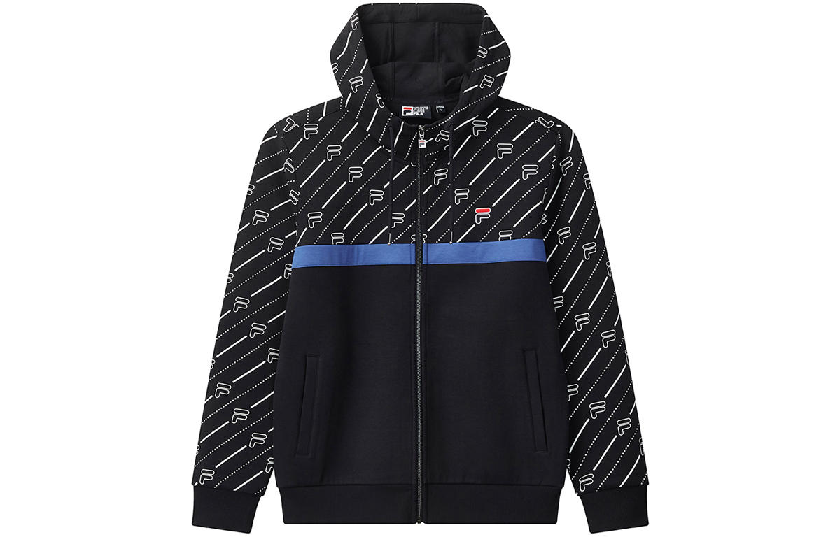 FILA Full Print Patchwork Hoodie Jacket - Legend Blue F11M048503F-NV