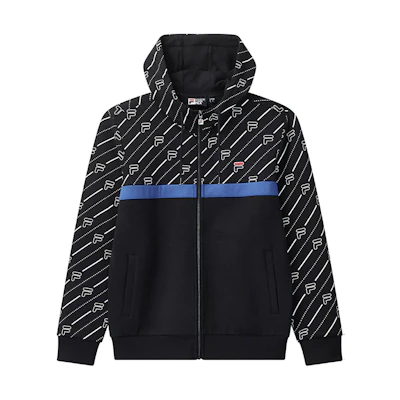 FILA Full Print Patchwork Hoodie Jacket - Legend Blue F11M048503F-NV