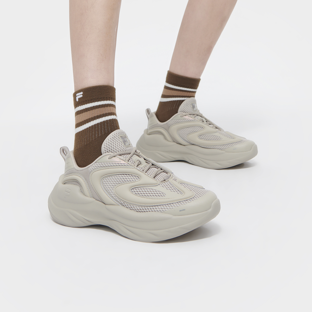 Cheap FILA FUSION斐樂潮牌 簡約百搭 低幫 生活休閒鞋 男款 杏色