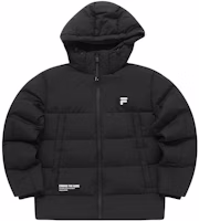 FILA FUSION Black Hooded Puffer Jacket with Letter Zipper Design. T11M341903A-BK FILA FUSION Black Hooded Puffer Jacket with Letter Zipper Design. T11M341903A-BK