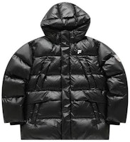 FILA FUSION Black Letter Zip-Up Hooded Mid-Length Down Jacket. T11M345908F-BK FILA FUSION Black Letter Zip-Up Hooded Mid-Length Down Jacket. T11M345908F-BK