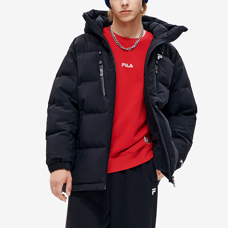 FILA FUSION  Black Logo Patch Fashion Warm Down Jacket. T11M245911FBK 圖 6