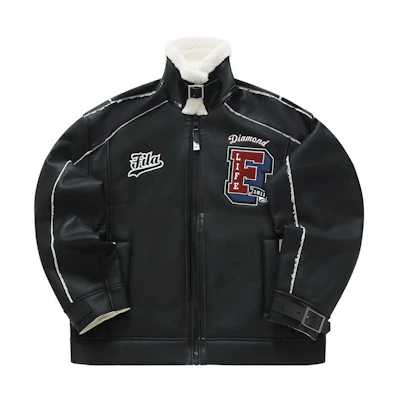 FILA FUSION Black Logo Print Loose Fit Sports Jacket. T11M342702F-BK