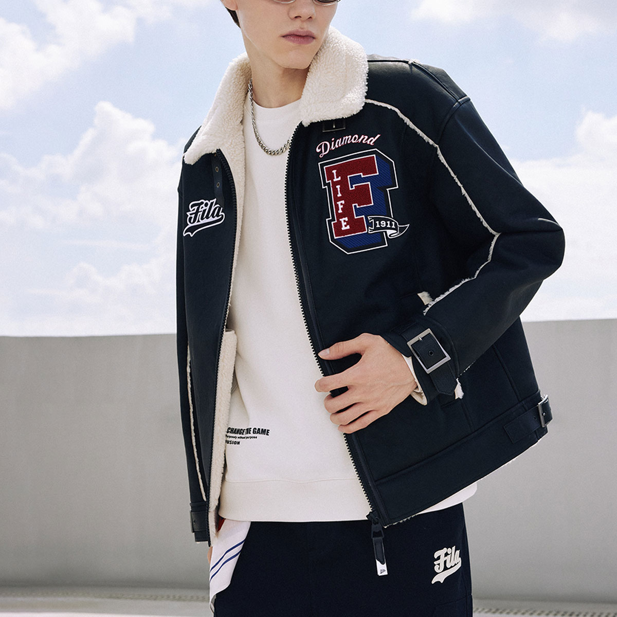 FILA FUSION  Black Logo Print Loose Fit Sports Jacket. T11M342702F-BK 圖 4