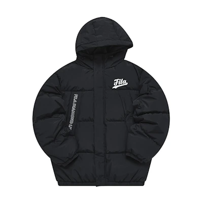 FILA Fusion Black Logo Stylish Windproof Warm Down Jacket. T11M242909F-BK